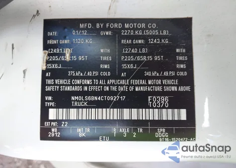 2012 Ford Transit Connect Xlt from USA, damaged, VIN NM0LS6BN4CT092717